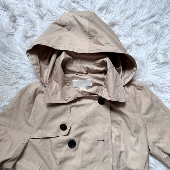 Michael Kors Belted Rain Trench Coat Jacket Hood Camel Tan eclectic Grandpa Sz S - Picture 7 of 13